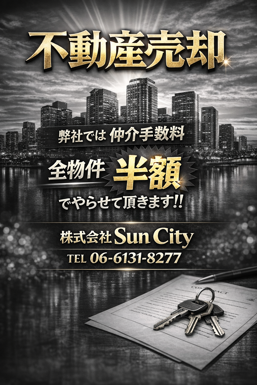 株式会社Sun City｜ 宅地建物取引業者 大阪府知事（1）第63787号 住所：大阪市西区江之子島1-7-3 奥内阿波座駅前ビル 307 TEL：06-6131-8277